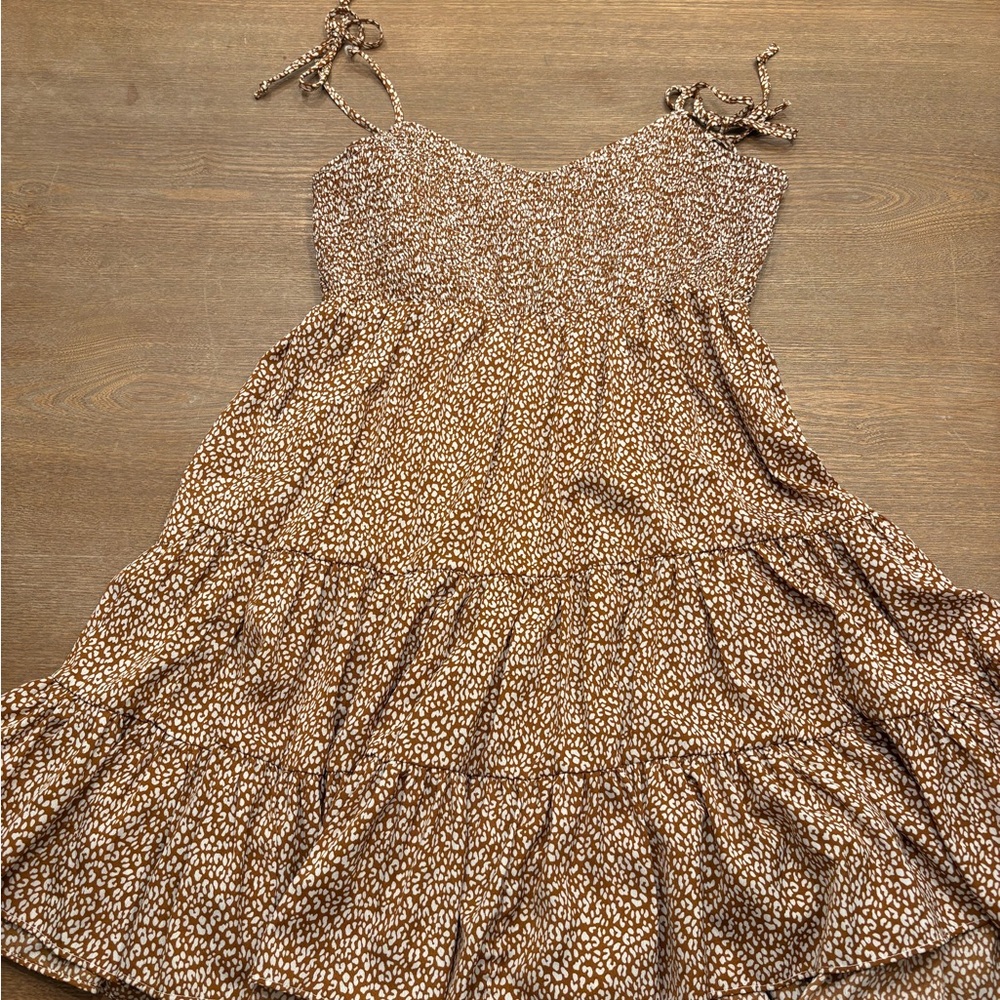 MARBLE Brown and White Textured Dress